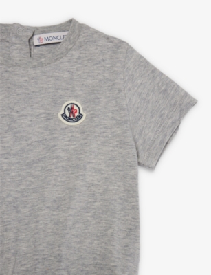 Shop Moncler Grey Brand-patch Stretch-cotton Dress 6 Months-3 Years