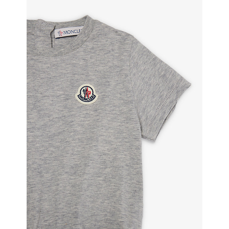 Shop Moncler Grey Brand-patch Stretch-cotton Dress 6 Months-3 Years