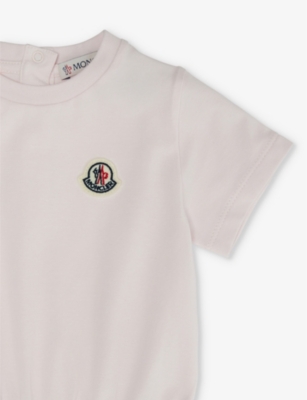 Shop Moncler Light Pink Brand-patch Stretch-cotton Dress 6 Months-3 Years