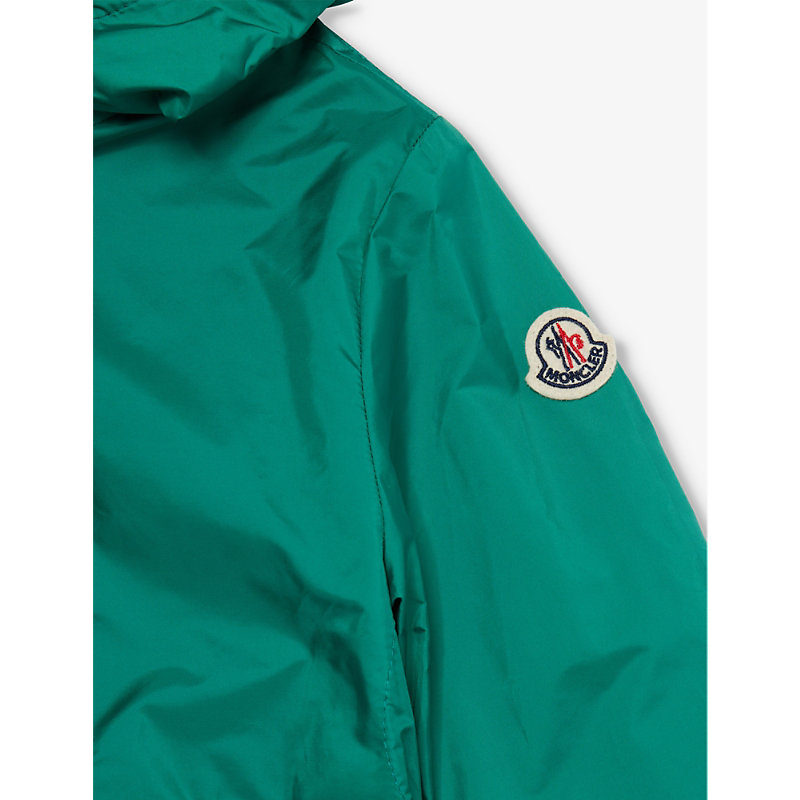 Shop Moncler Boys Dark Green Kids Urville Brand-patch Shell Jacket 4-10 Years