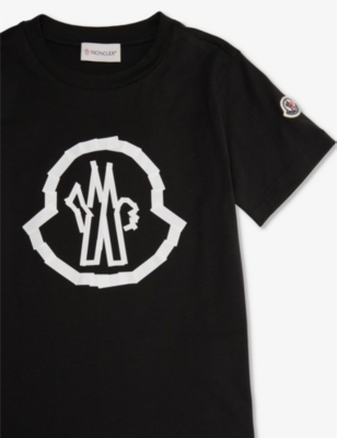 Shop Moncler Logo-print Short-sleeve Cotton-jersey T-shirt 4-14 Years In Black