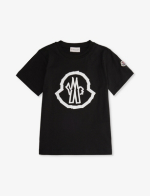 Shop Moncler Boys Black Kids Logo-print Short-sleeve Cotton-jersey T-shirt 4-14 Years