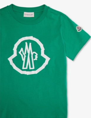 Shop Moncler Boys Pastel Green Kids Logo-print Short-sleeve Cotton-jersey T-shirt 4-14 Years