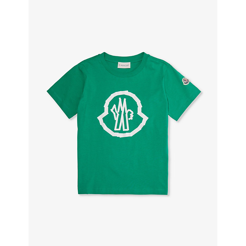 Shop Moncler Logo-print Short-sleeve Cotton-jersey T-shirt 4-14 Years In Pastel Green