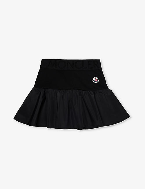 MONCLER: Brand-patch pleated cotton-jersey mini skirt 4-14 years