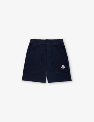 MONCLER: Logo-patch elasticated-waistband cotton-jersey shorts 4-14 years