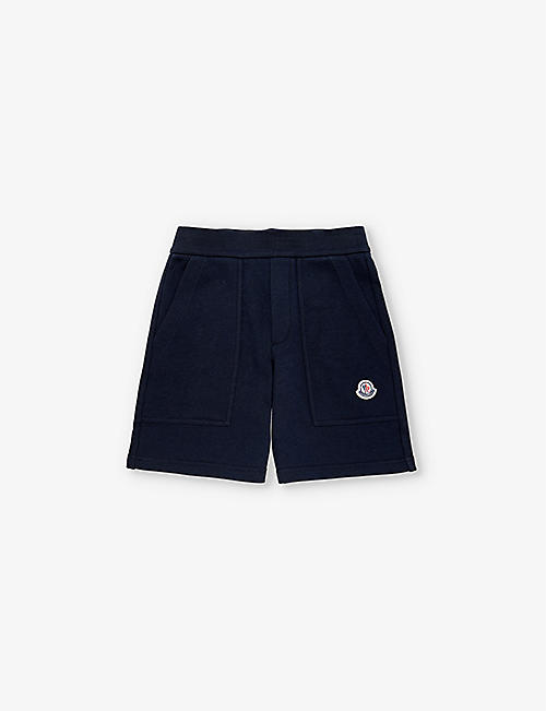 MONCLER: Logo-patch elasticated-waistband cotton-jersey shorts 4-14 years
