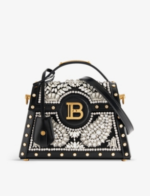 BALMAIN: B-Buzz Dynasty crystal-embellished leather cross-body bag