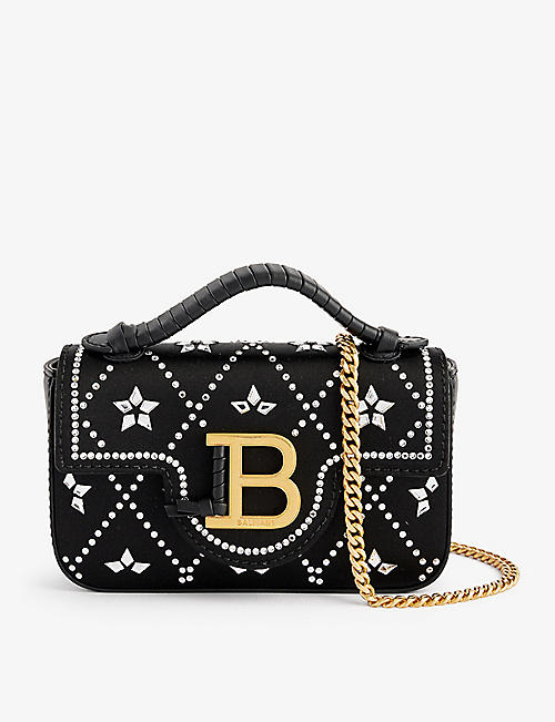 BALMAIN: B-Buzz crystal-embellished woven cross-body bag