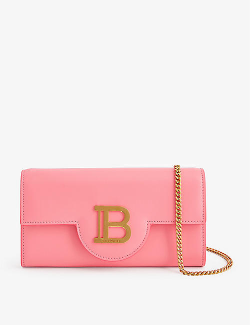 BALMAIN: B-Buzz leather wallet on chain