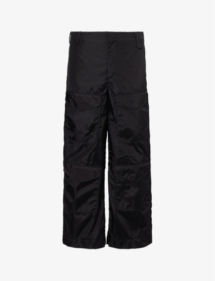 Shop Simone Rocha Men's Black Wide-leg Mid-rise Shell Trousers