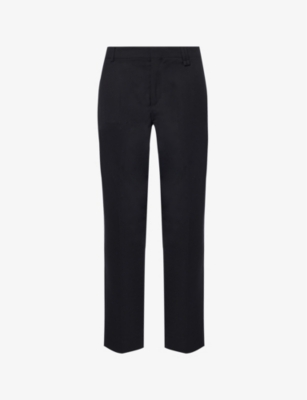 Shop Simone Rocha Men's Black Pressed-crease Straight-leg Mid-rise Wool Trousers