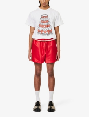 Shop Simone Rocha Men's White/black/red Graphic-print Crewneck Cotton-jersey T-shirt