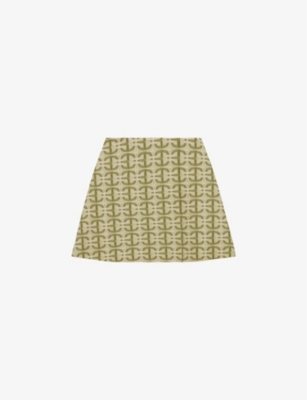CLAUDIE PIERLOT: Sumi high-rise monogram cotton mini skirt