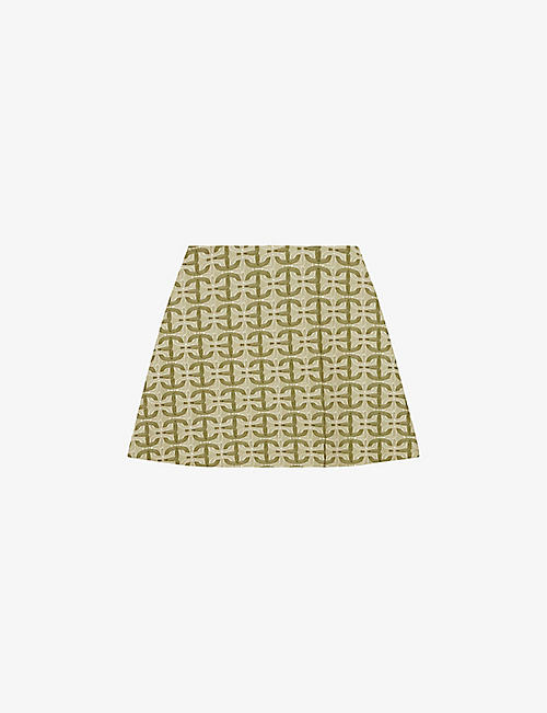 CLAUDIE PIERLOT: Sumi high-rise monogram cotton mini skirt