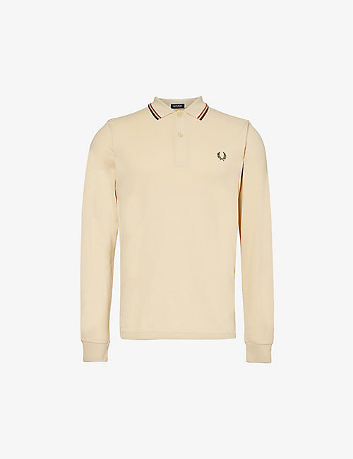 FRED PERRY: Contrast-tipped long-sleeved cotton-piqué polo shirt