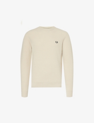 FRED PERRY: Logo-embroidered ribbed wool-knit jumper