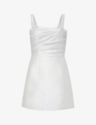 Shop Zac Posen Women's White-100 Mikado Sleeveless Satin Mini Dress