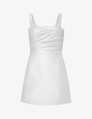 Zac Posen Womens White-100 Mikado Sleeveless Satin Mini Dress