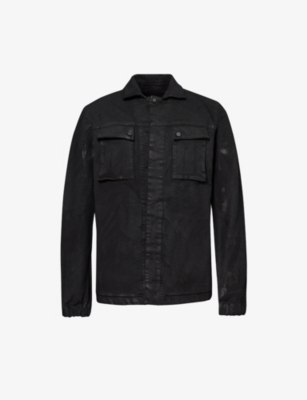 Shop Boris Bidjan Saberi Men's Black Relaxed-fit Chest-pocket Denim-blend Overshirt