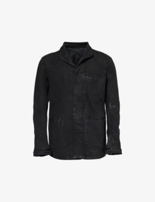 Boris Bidjan Saberi Mens Black Brand-embellished Panelled Regular-fit Stretch-cotton Jacket