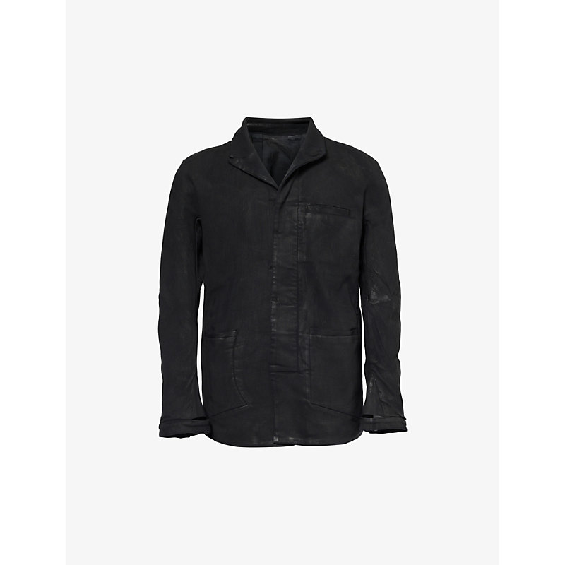 Boris Bidjan Saberi Mens Black Brand-embellished Panelled Regular-fit Stretch-cotton Jacket