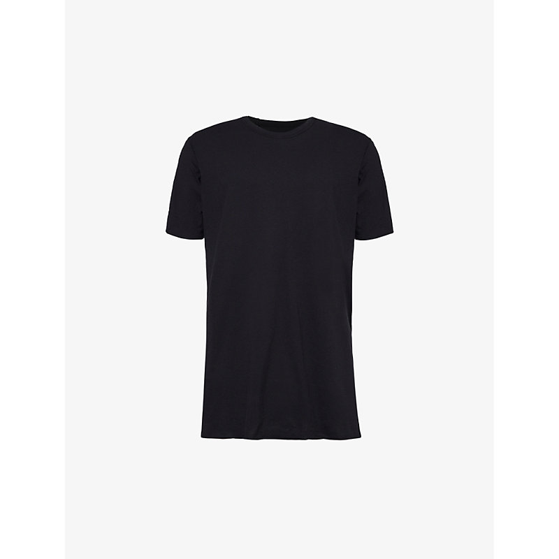 Shop Boris Bidjan Saberi Men's Black Exposed-seam Raw-trim Cotton T-shirt
