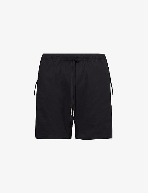 BORIS BIDJAN SABERI: Drawstring-waist relaxed-fit stretch-linen and cotton shorts