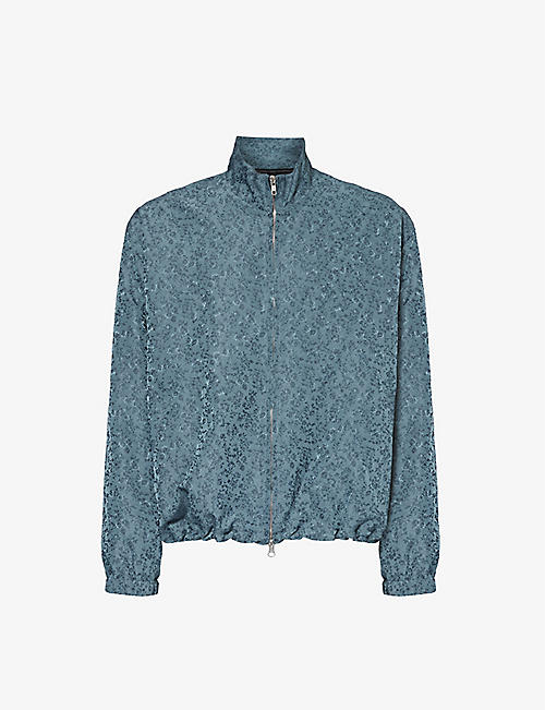 SONG FOR THE MUTE: Floral-pattern boxy-fit woven track jacket
