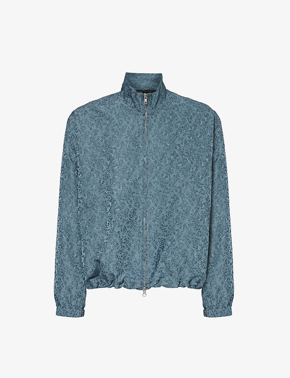 Song For The Mute Mens Blue Floral-pattern Boxy-fit Woven Track Jacket