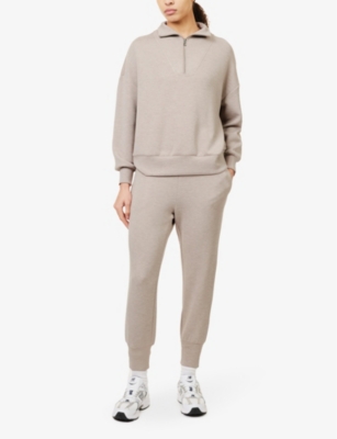 Varley Womens Taupe Marl Hawley Relaxed-fit Stretch-woven Sweatshirt In Taupe Marl