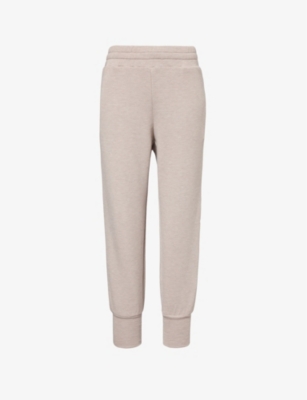 Shop Varley The Slim Cuff 25' Relaxed-fit Mid-rise Stretch-woven Jogging Bottoms In Taupe Marl