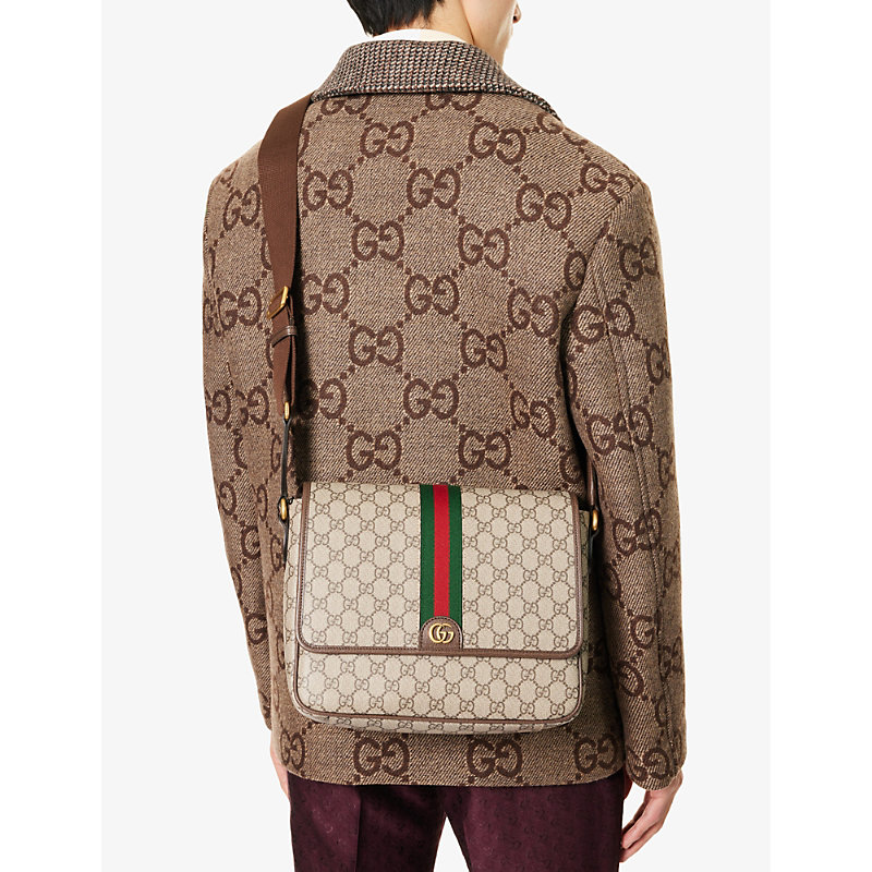 Shop Gucci Beb/nacer/vrv/nac Monogram-pattern Coated-canvas Cross-body Bag