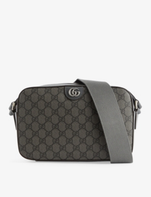 Gucci Monogram-pattern Coated Canvas Cross-body Bag In Grey Blk/gr/gre/gr