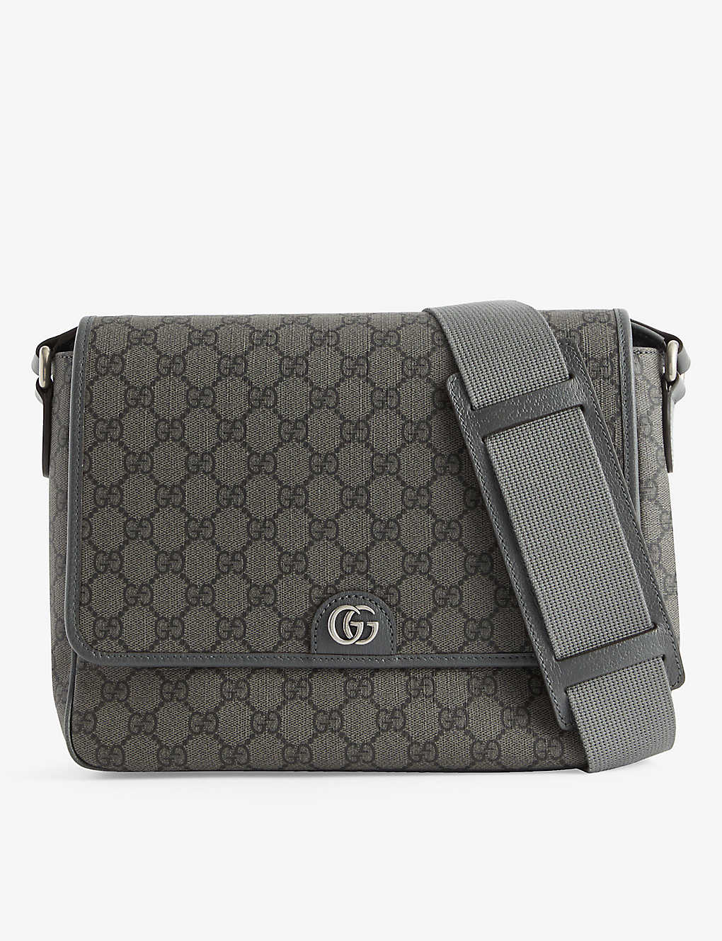 Gucci Monogram-pattern Coated Canvas Cross-body Bag In Grey Blk/gr Gre