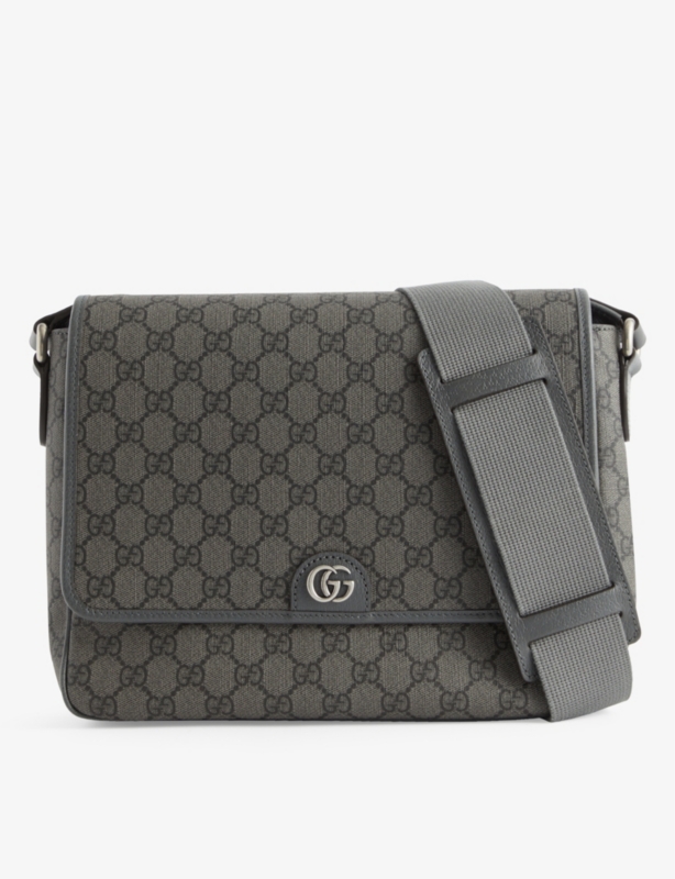 Monogram-pattern coated canvas cross-body bag