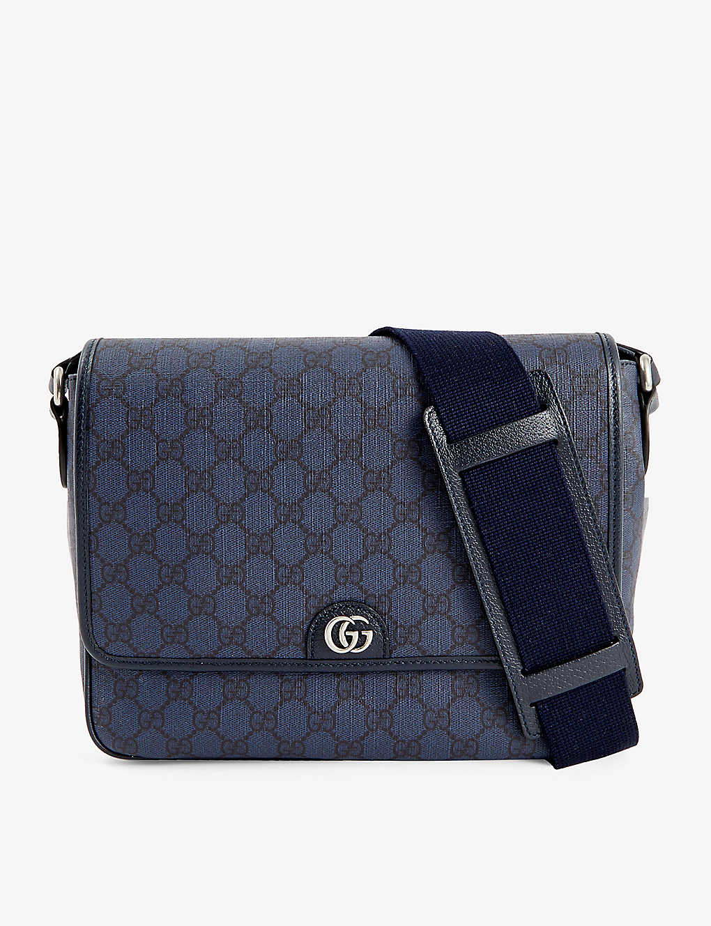 Gucci Monogram-pattern Coated-canvas Cross-body Bag In Blue Dk Blue/blue/bl
