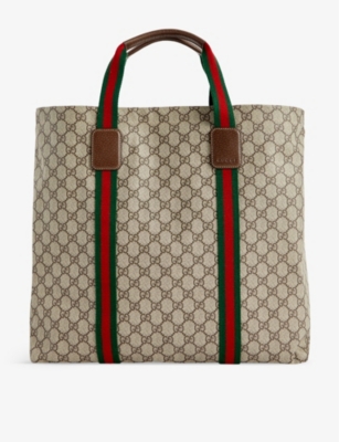 Gucci Super Tender Coated-canvas Tote Bag In Ebony/nacero/vrv