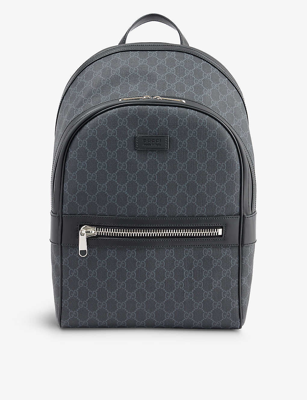 Gucci Mens Black Monogram-embellished Coated-canvas And Leather Backpack