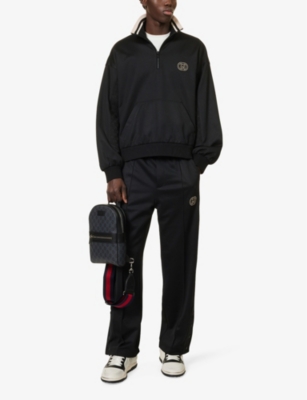 Shop Gucci Monogram-embellished Coated-canvas And Leather Backpack In Blk/blk/brb/blk