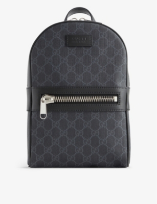 Gucci Monogram-embellished Coated-canvas And Leather Backpack In Blk/blk/brb/blk