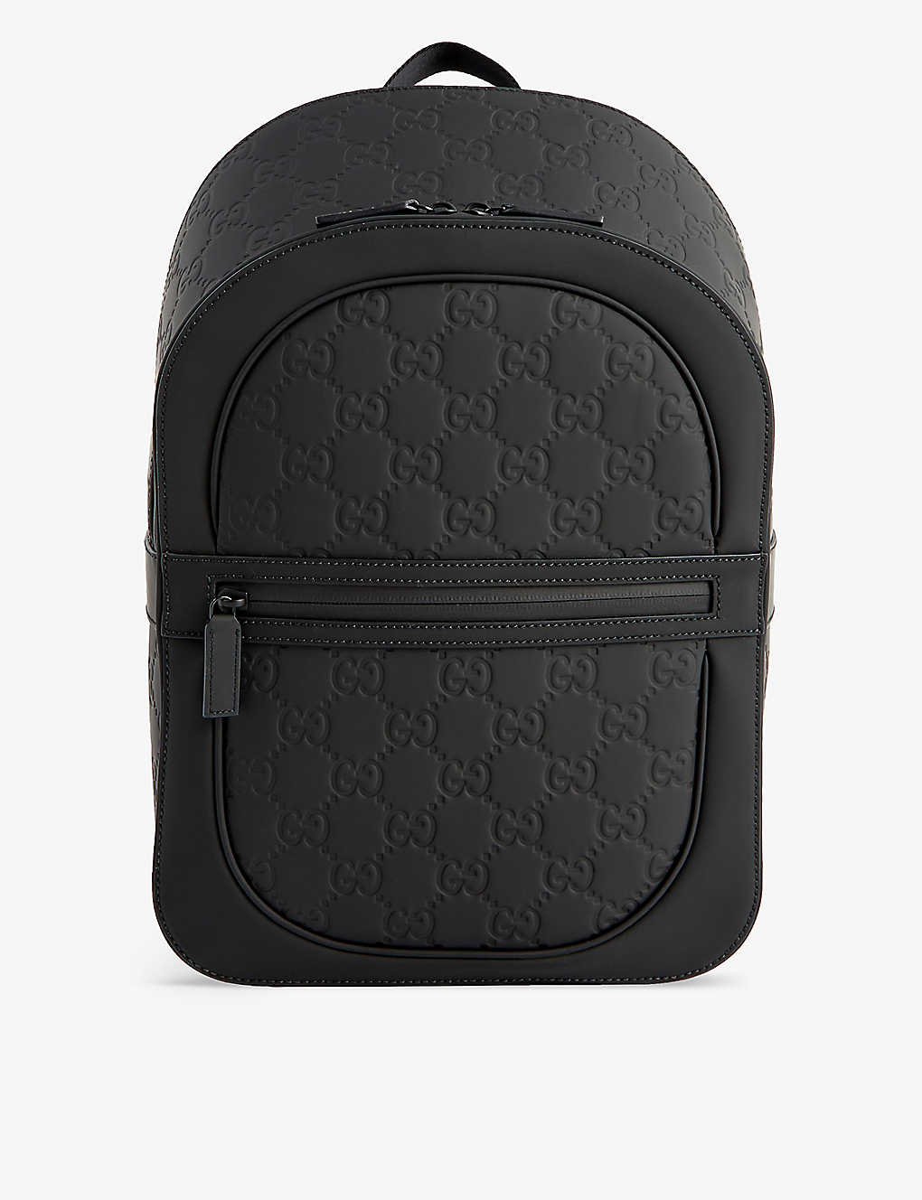 Gucci Gg Logo-debossed Leather Backpack In Black/blk/blk/blk