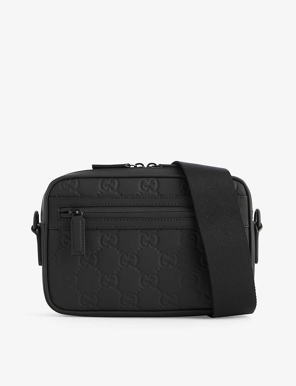Gucci Monogram-debossed Leather Cross-body Bag In Black/black/black