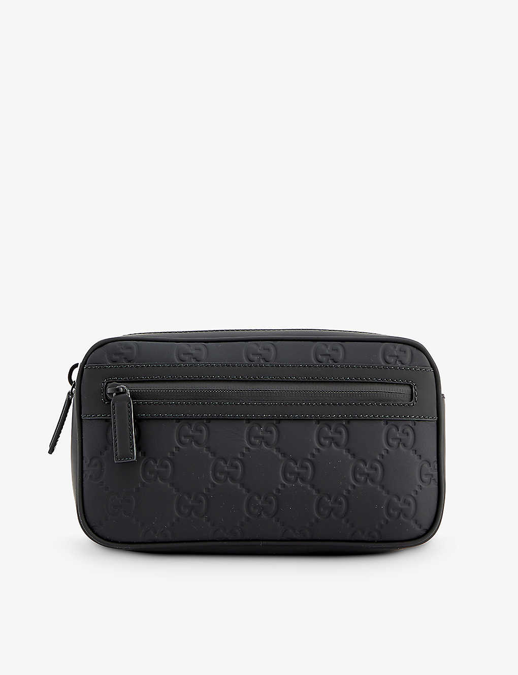 Gucci Monogram-debossed Leather Belt Bag In Black/blk/blk/blk