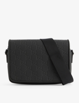 Gucci Monogram-debossed Leather Cross-body Bag In Black/black/black