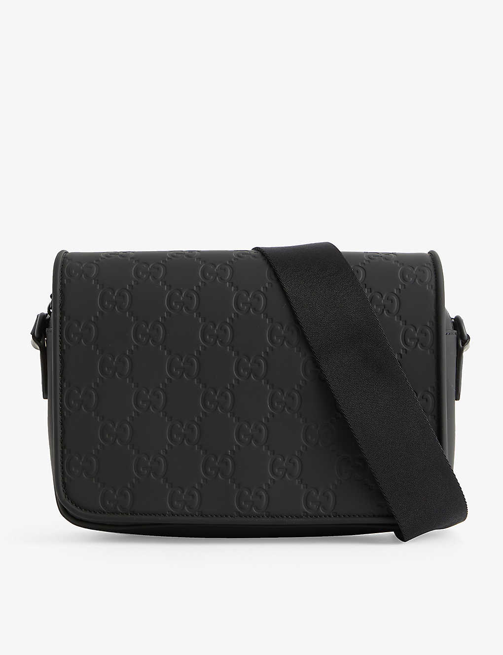 Gucci Monogram-debossed Leather Cross-body Bag In Black/black/black
