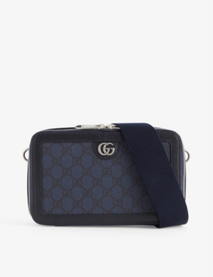 Gucci Ophidia Gg Coated Canvas Cross-body Bag In Bluedkblue/blue