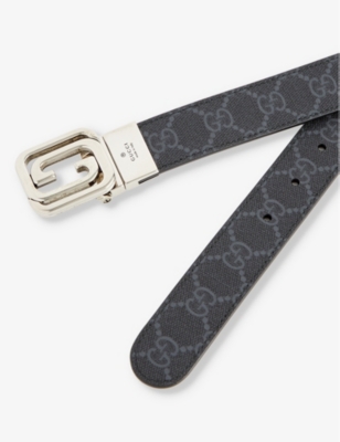 Shop Gucci Men's Black/black Monogram Coated-canvas Belt