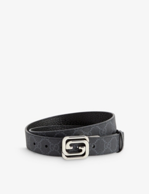 GUCCI: Monogram coated-canvas belt