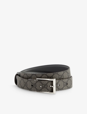 GUCCI: Monogram coated-canvas belt